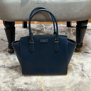 Gently used Kate Spade Leather Crossbody Blue Medium Satchel.